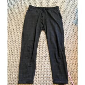 Pull & Bear pull on pants plaid dark grey size large